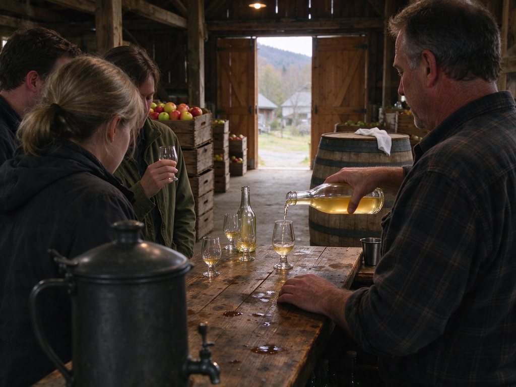 Guests tasting cider at a nearby cider barn